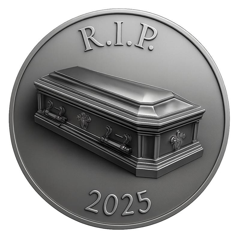 R.I.P. rest in peace coffin 2025 coin token wall art