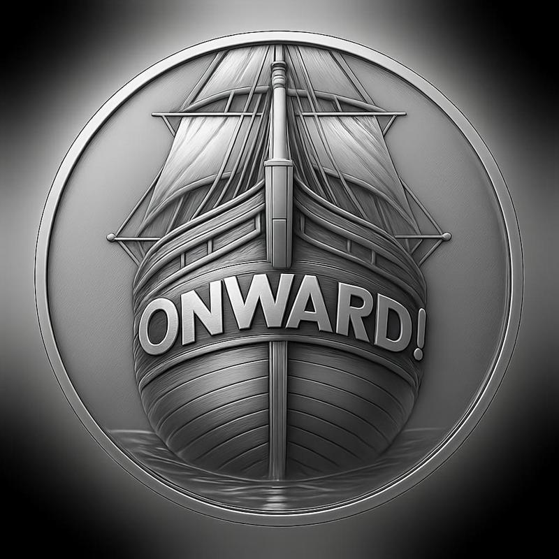 onward! pirate ship hull coin token wall art