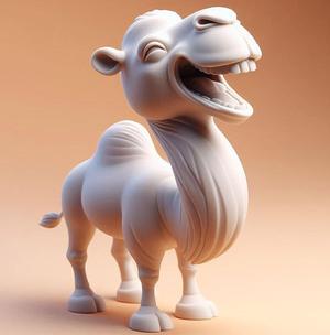 2128-2 Laughing Camel - 3D Printed Full-Figure Statue, pug, dachshund, poodle, cat, monkey, camel, beagle, crocodile, lion, fox, bull terrier, pomeranian, galgo, wolf, doberman pinscher, newfoundland, elephant, donkey, german shepherd