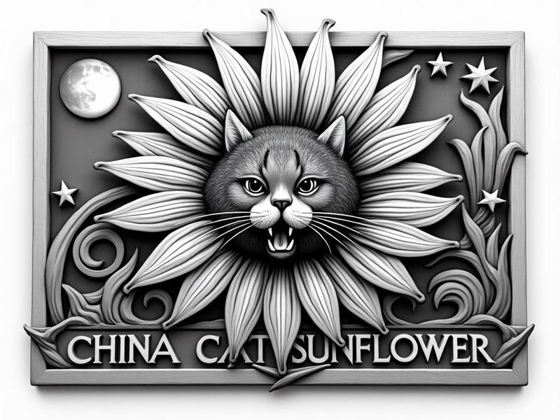 china cat sunflower wall art bar design