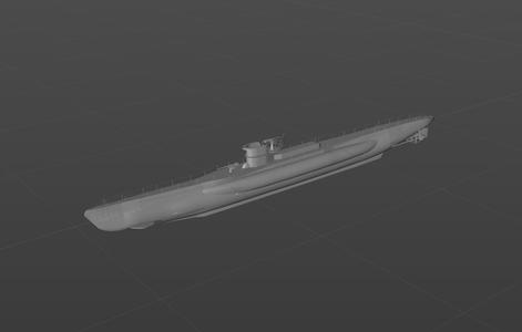 German VIID submarine 3D model material