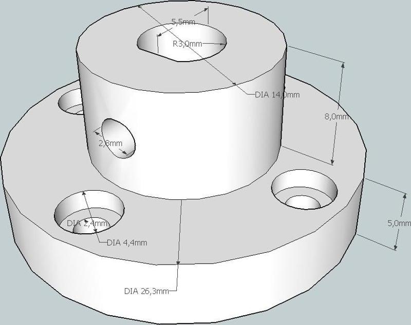 Universal 6mm [~1/4inch] Motorshaft Mount (Small & Large)