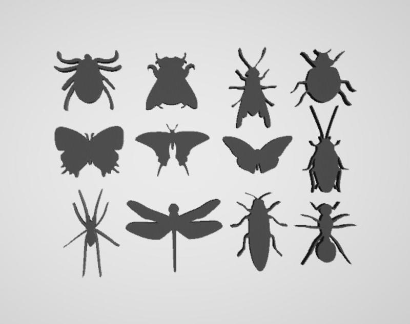 12 pieces of beetles, insects, spiders, dragonfly, fly, cockroach, butterfly, bug beetle,