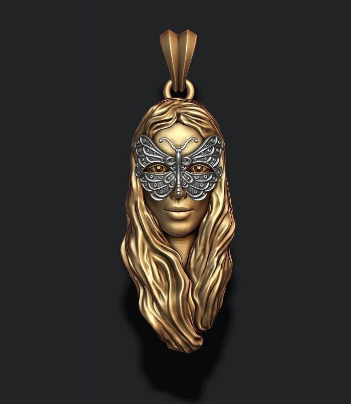 Butterfly and girl pendant 3D print model