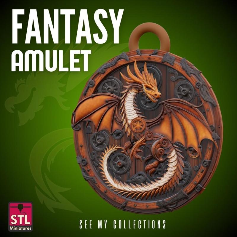Dragon Gear Pendant STL – Fantasy Amulet
