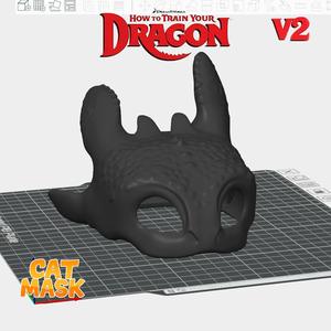 Night Fury Cat Mask V2 – 3D Printable Pet Cosplay Accessory (Raised Ear Edition)