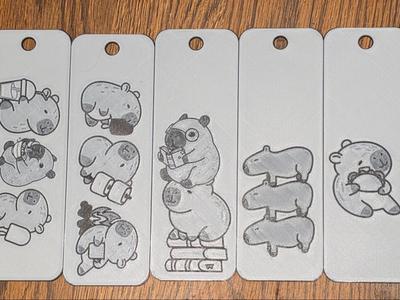 Capybara Bookmark 2 colors Set of 6