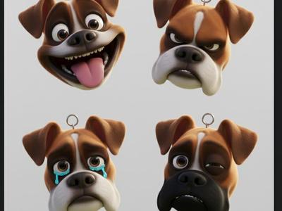 Boxer Keychain Emoji Heads