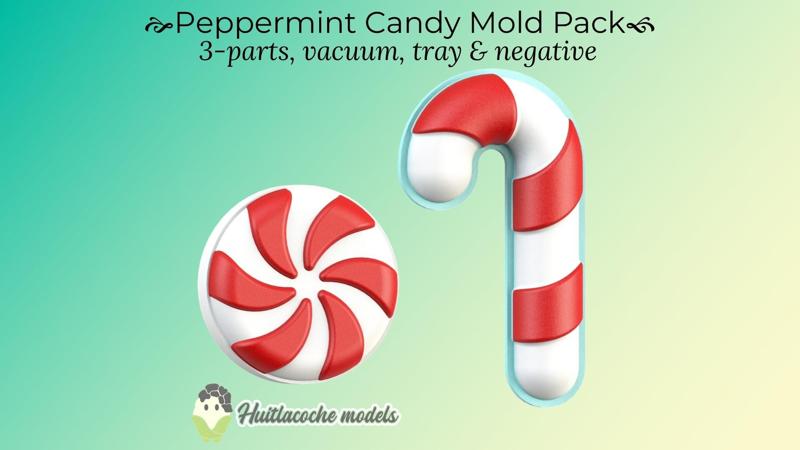 Peppermint Candy Mold: 3-parts mold, tray and vacuum