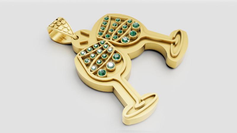 Wine Glass Pendant 3d printable model