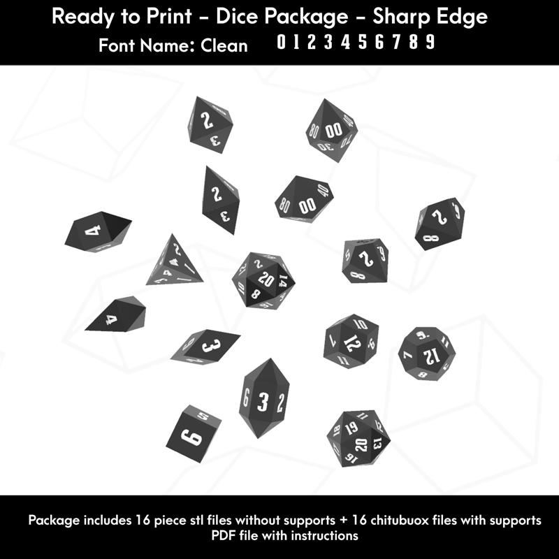 Dice Masters – Ready to Print - 16 Piece Set – Presupported  STL Files for 3D Printing – Featuring  Our Exclusive Clean Font