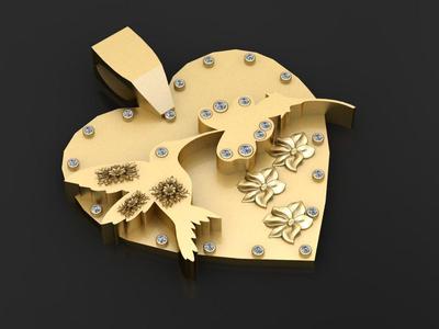 BIRD HEART SHAPE PENDANT 3D printable model