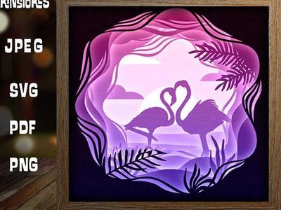 Couple Flamingo light box