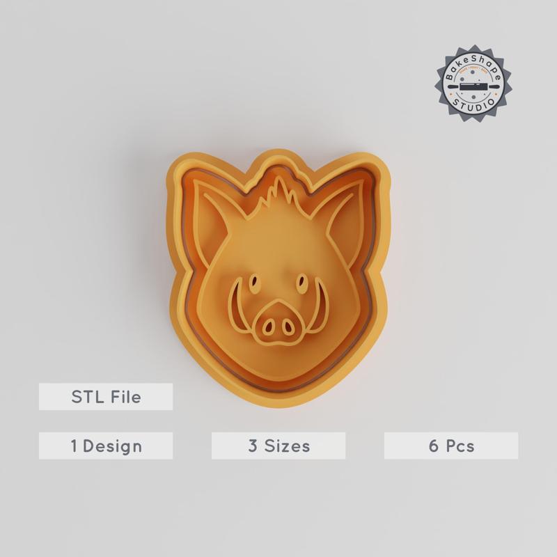 Animal Cute Boar Cookie Cutter & Stamp Set, 6-Piece, Includes Wild Pig, Razorback, Hog, Perfect for Cookies & Fondant, S/M/L Sizes PRODUCT_5540