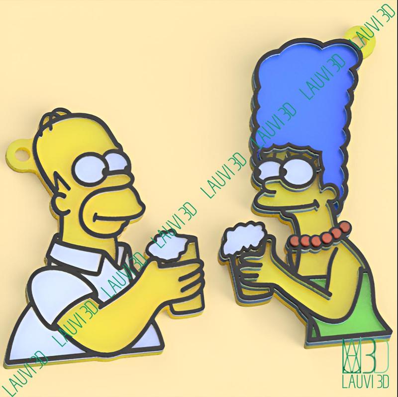 Homer & Marge Beer Keychains (To Share)