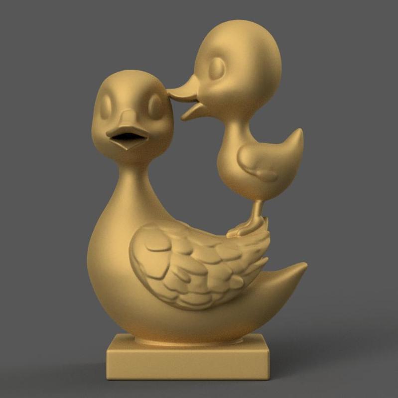 Mother Duck and Baby Duck 3D STL Model for Decoration