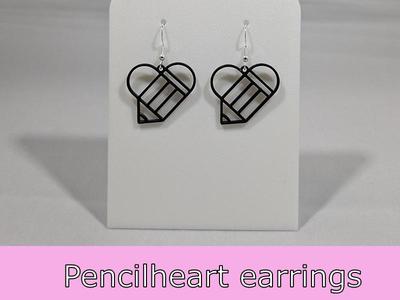 Pencil heart earrings
