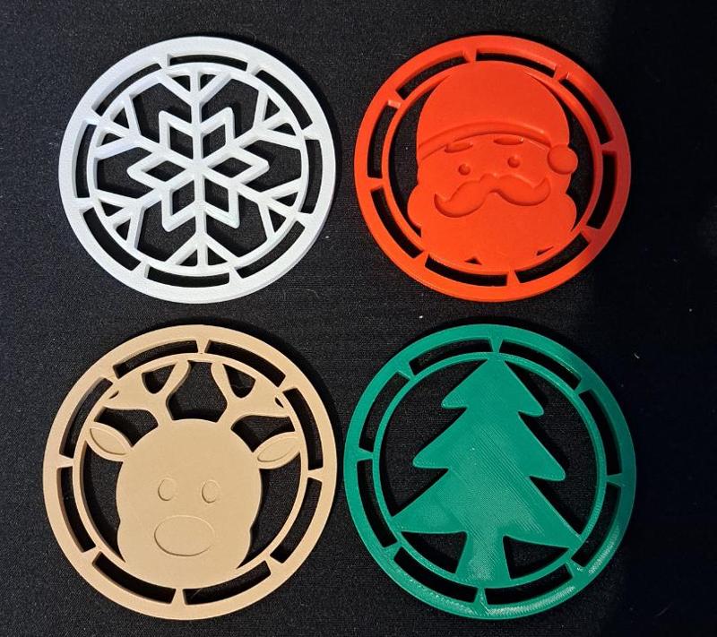 Christmas Coaster Set With Holder