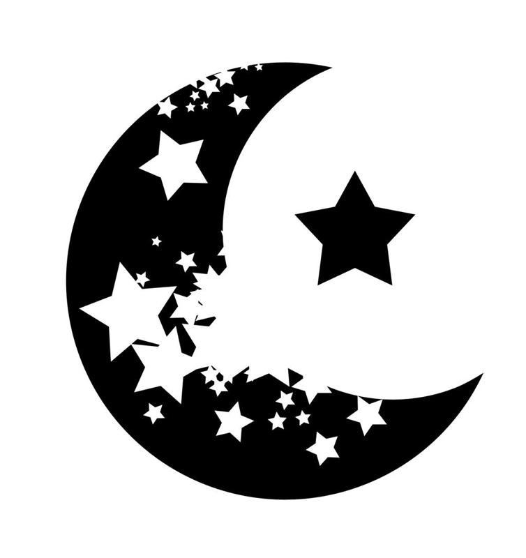 Moon and stars