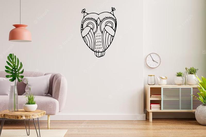 OWL OWL 2D WALL ART STENCIL - V3 - STL+SVG
