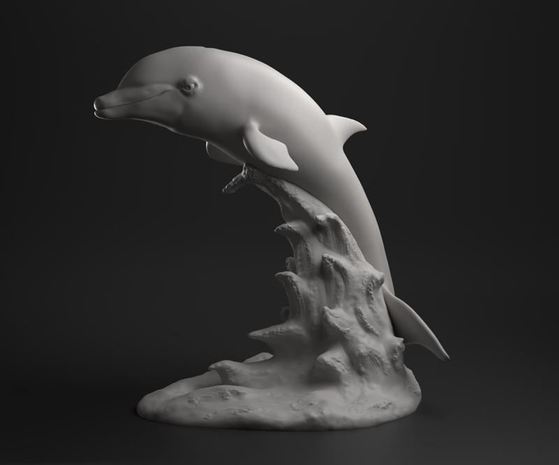 Dolphin jumping statue