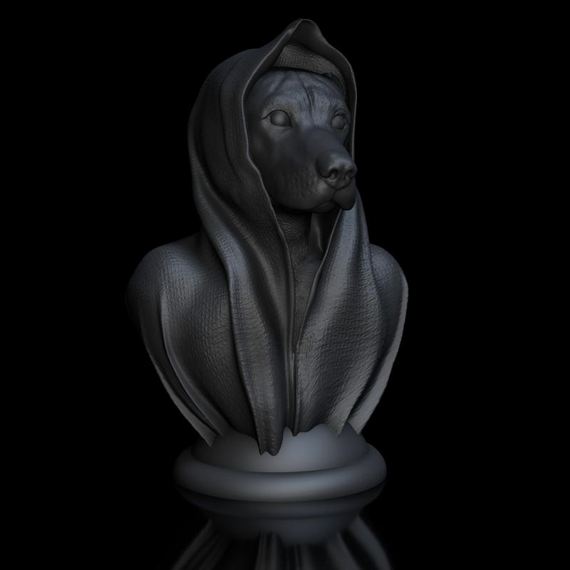 Rhodesian Ridgeback-with cape, bust, pedestal