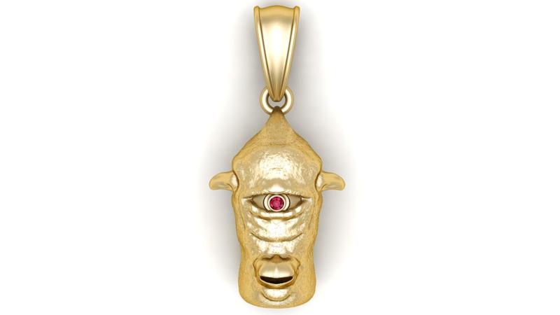 Cyclops head gold pendant