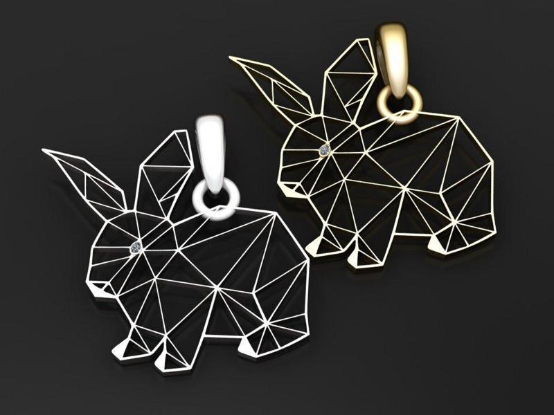 Geometric Bunny Pendant 3d printable model