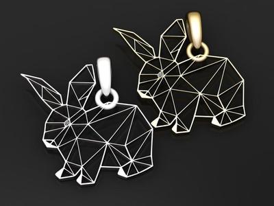 Geometric Bunny Pendant 3d printable model