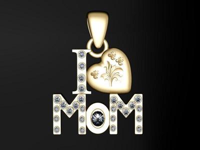 I Love Mom Pendant 3D printable model