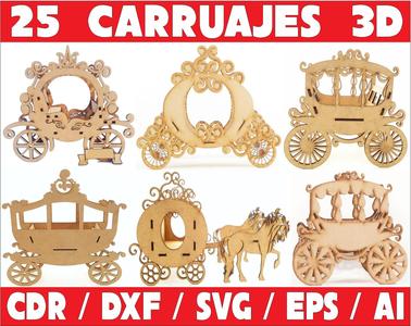 Laser Cutting Vector Pack - 25 Carriages for Laser Cutting