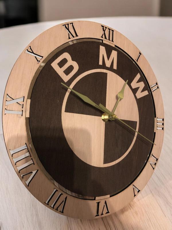 BMW laser-cut clock