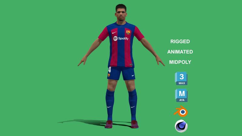 3D Rigged Ronald Araújo Barcelona 2023