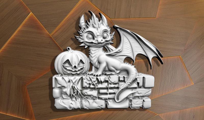 Bas-relief baby Halloween dragon for decoration