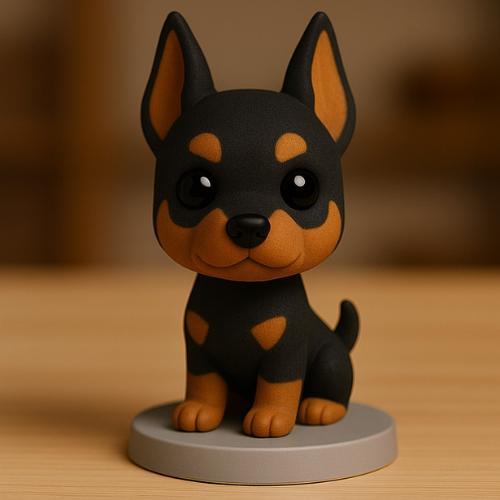 Perro Dóberman figura estilo chibi