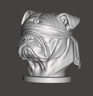 Bulldog with blindfold bust