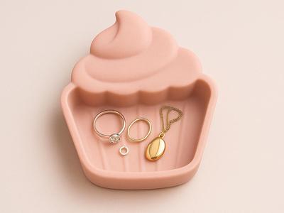 Cupcake Jewelry tray necklace ring holder 