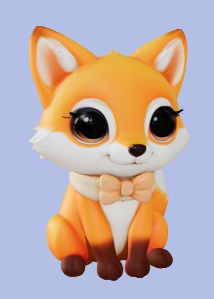 Charming Fox Figurine with Bowtie - Perfect for 3D Printing