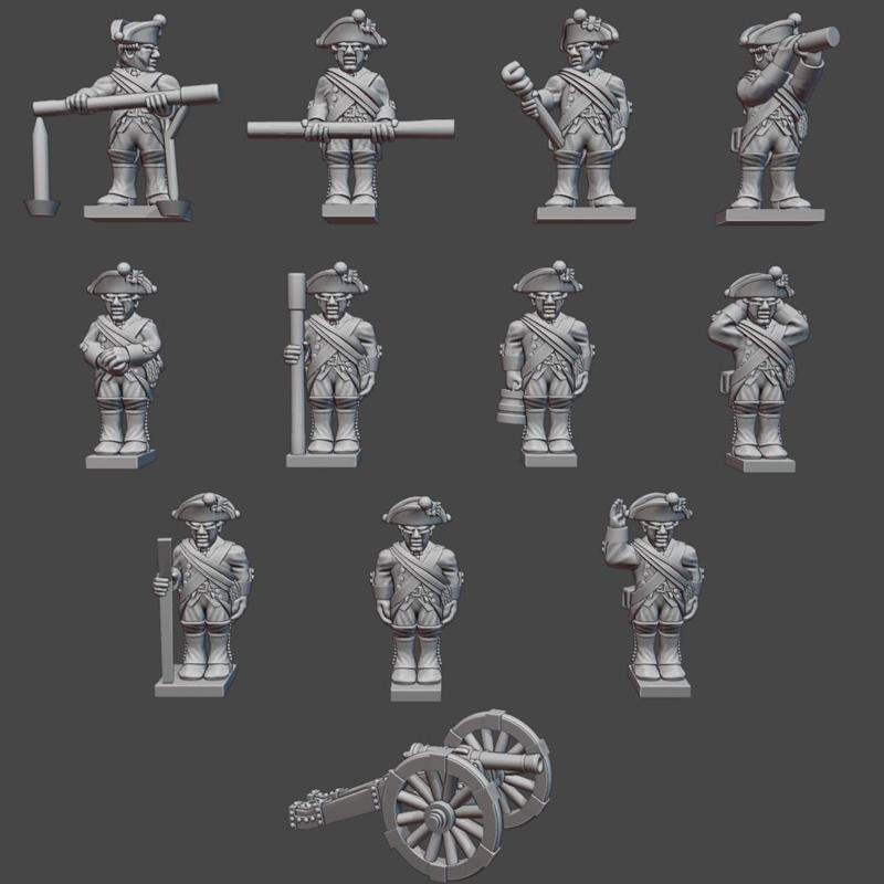 Hessian Artillery Crew & 6pdr gun AWI-HE-2