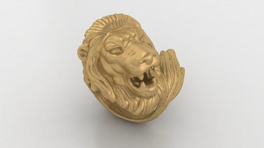 Lion ring Man ring King ring Jewelry medallion 3D print model