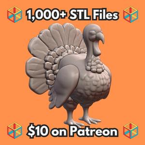 Classic Holiday Turkey with Detailed Feathers for Thanksgiving Display MineeForm FDM 3D Print STL File