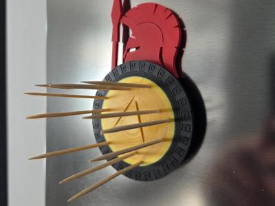 Spartan Warrior Magnet with a Place for Toothpicks