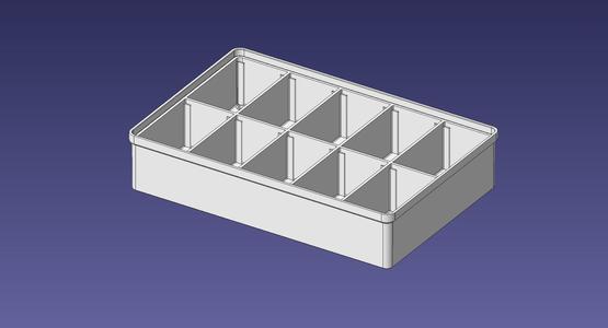 2x3 units, half height, 2x5 grid Stackable Insertbox w/ Label holder