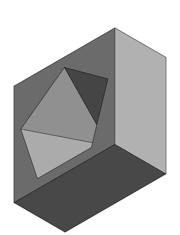3d glass holding jig pentagon pyramid