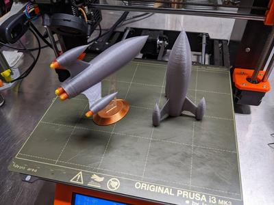 Retro-futuristic Rocket Ship - Two Variations
