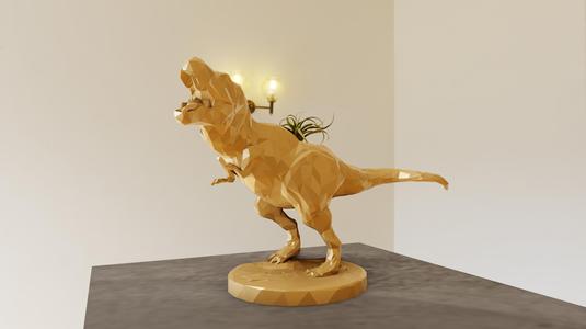 trex tyrannosaurus planter pot low poly stl