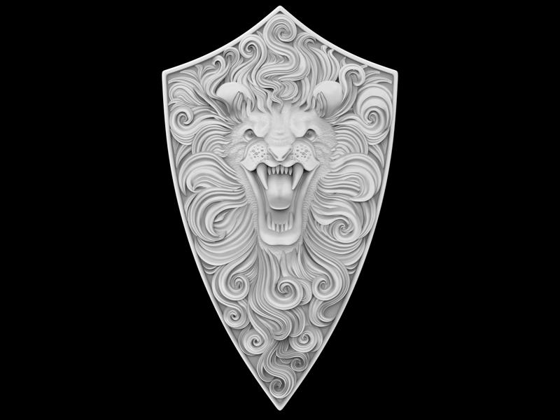 3D Model STL File for CNC Router/Laser & 3D Printer Lion Shield