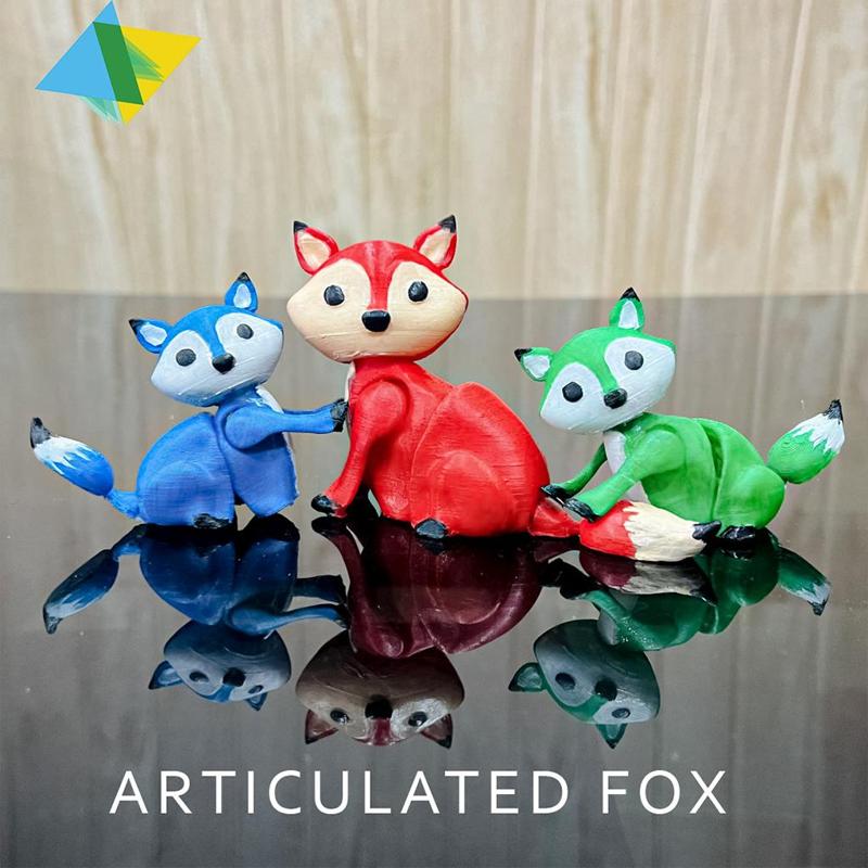 🦊Print in place Articulated Fox 🦊movable head hands tail no supports
