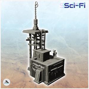 Transmission station with long distance antenna and communication cabin (10) - Future Sci-Fi SF Zombie plague Post apocalyptique Terrain Tabletop Scifi