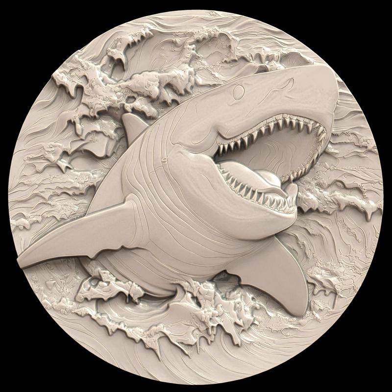 3D Model STL File for CNC Router/Laser & 3D Printer A Megalodon Reappearing in the Deep Ocean